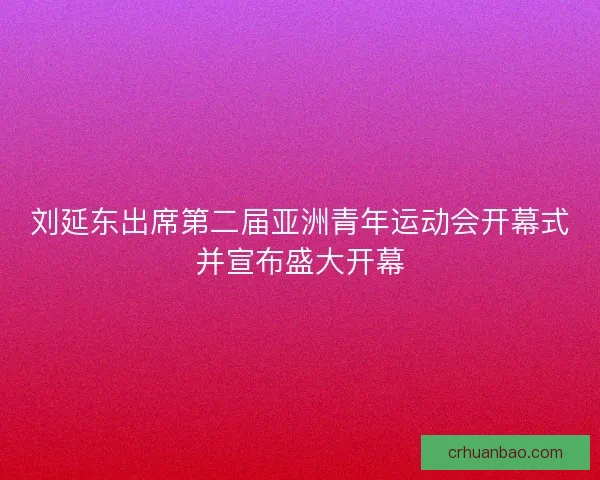 刘延东出席第二届亚洲青年运动会开幕式并宣布盛大开幕 刘延东出席第二届亚洲青年运动会开幕式并宣布盛大开幕